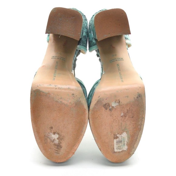 Michael Van der Ham Green Fabric Ruffle Platform Pumps 39 Designer Runway - Picture 6 of 7